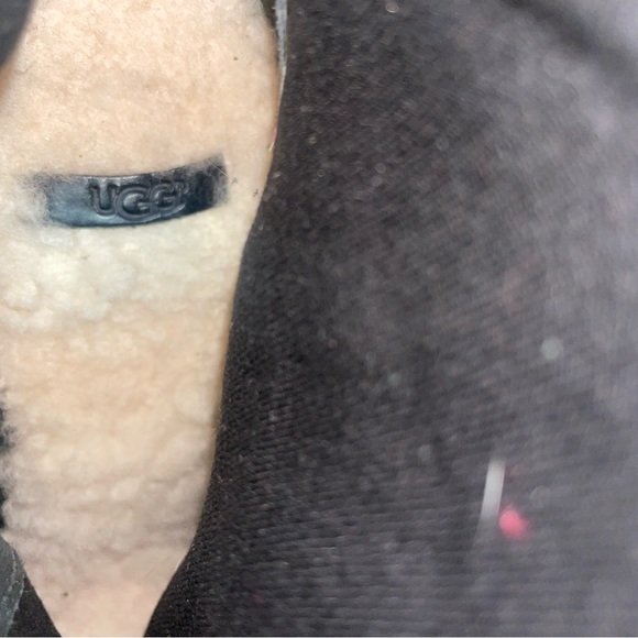 Ugh Australia Women’s Foxley Leather Sheepskin High Heel Black Boots Size 5 Rare - Picture 7 of 8